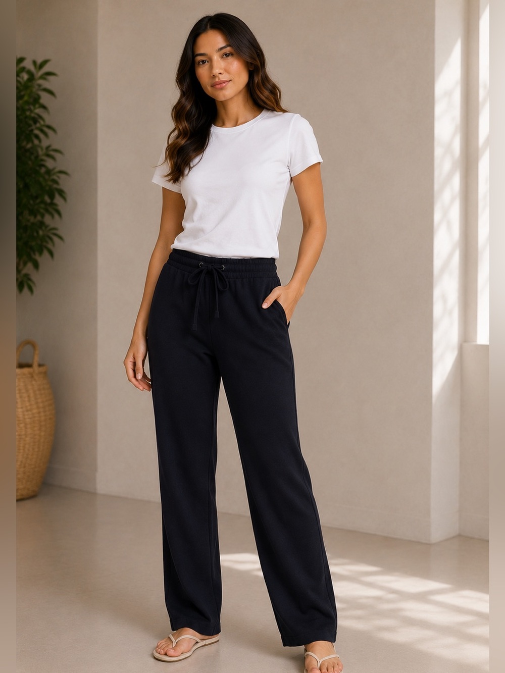 🩷. 954. Jaclyn Smith Women’s Black Drawstring Straight-Leg Pants